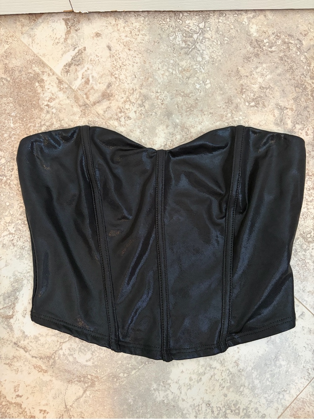 Blue Blush Black Strapless Corset Top